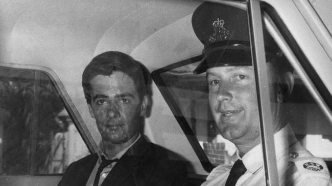 Townsend en route to Paddington police station in 1967 following his arrest as a Vietnam War conscientious objector opposed to national conscription.