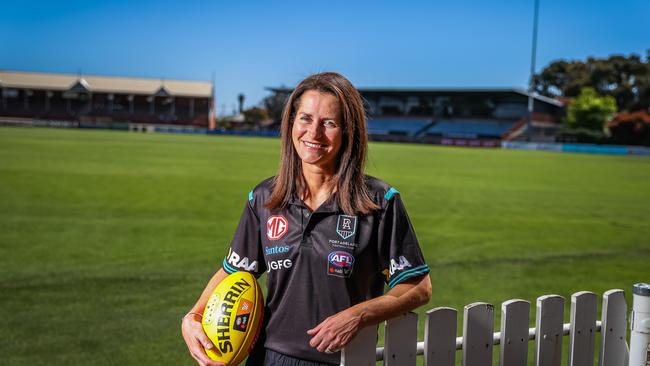 Juliet Haslam shortly after being announced as Port Adelaide’s head of AFLW. Picture: Tom Huntley