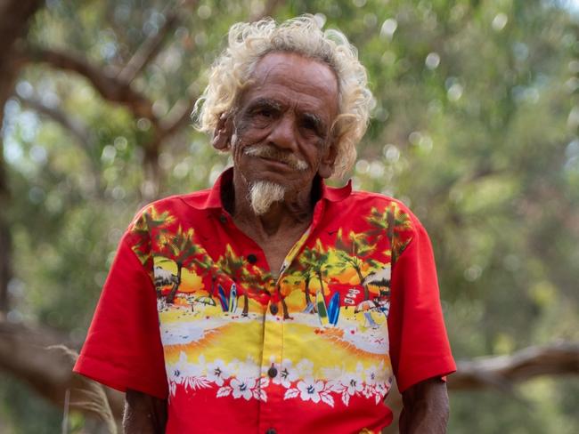 EMBARGO FOR TWAM 20 JAN 2024. FEE MAY APPLY. Australian Magazine- Riverbank Frank Doolan , Indigenous elder and local Dubbo resident living on the banks of the Macquarie River with his dog Reggie. Photography Jeremy Piper