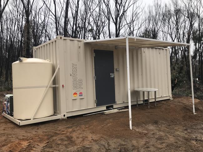 The recovery pods were used help those who lost houses in recent bushfires get temporary accommodation on their own land.