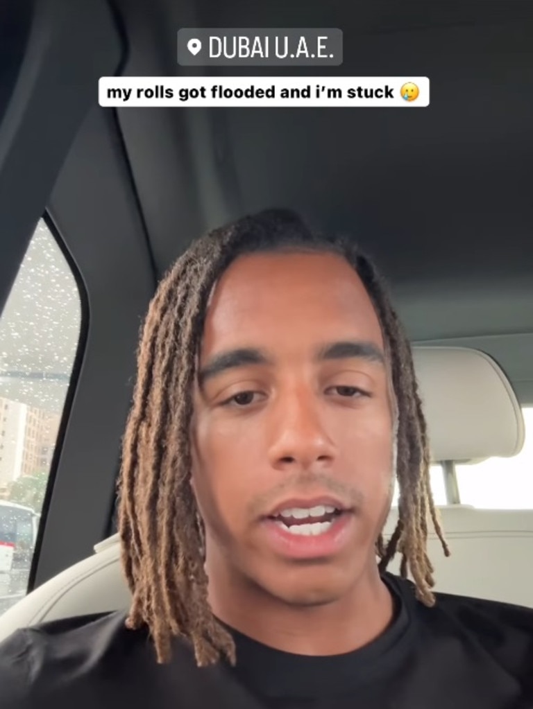 US influencer Jordan Welch who lives in Dubai shared footage stranded from inside his Rolls Royce. Picture: Instagram/jordanwelch