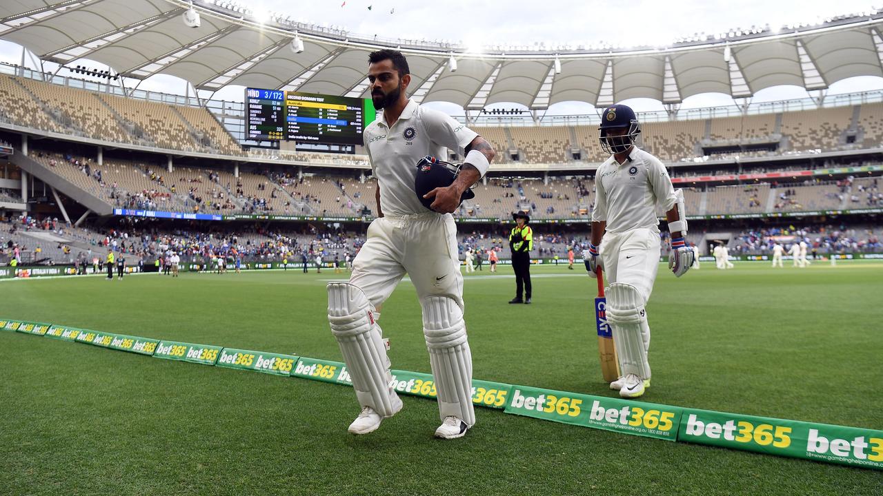 Virat Kohli will resume his innings on day three. Photo: William West/AFP. 