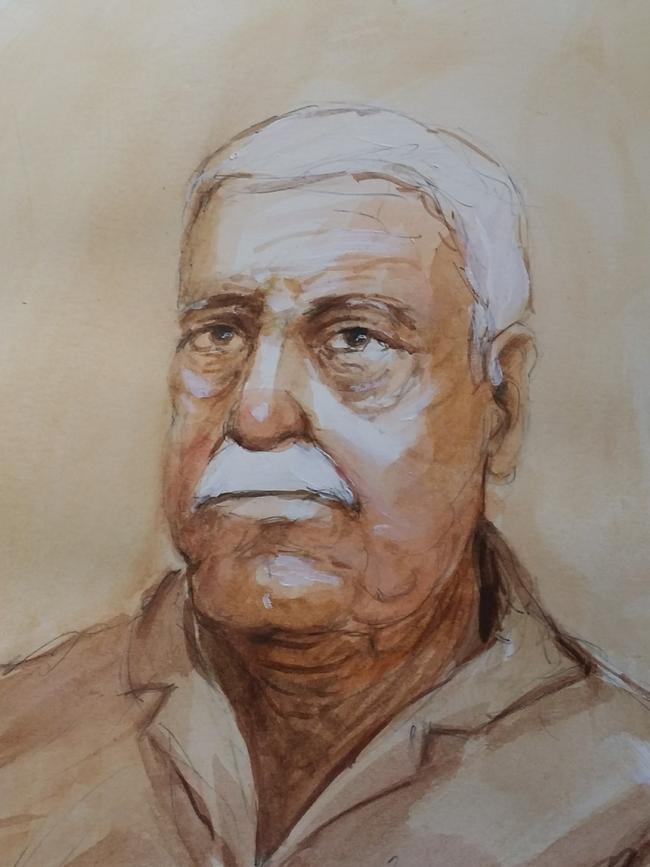 A sketch of Leonard Warwick at Campbelltown court. Picture: Bernd Heinrich