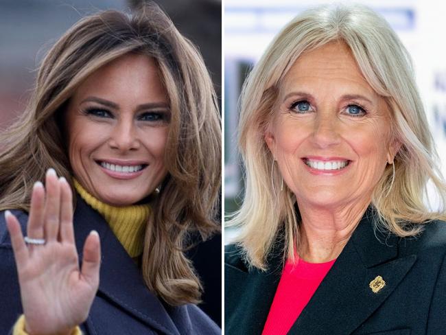 Melania Trump and Dr Jill Biden. Pictures: AFP