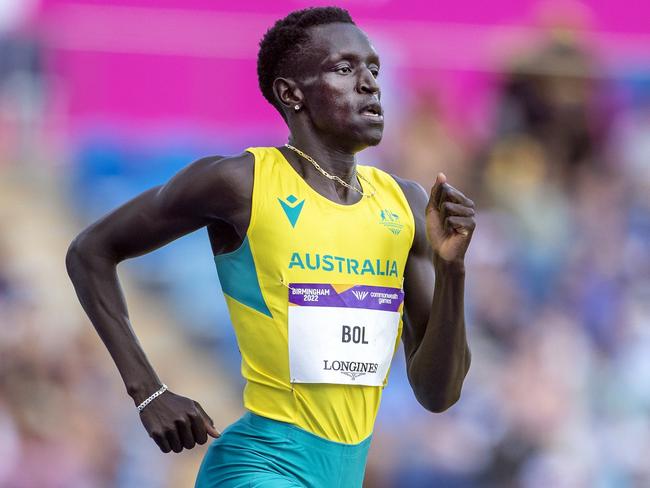 BIRMINGHAM, ENGLAND - AUGUST 3:    Peter Bol of Australia in action in the Men's 800m - Round 1 - Heat 2 during the Athletics competition at Alexander Stadium during the Birmingham 2022 Commonwealth Games on August 3, 2022, in Birmingham, England. (Photo by Tim Clayton/Corbis via Getty Images)