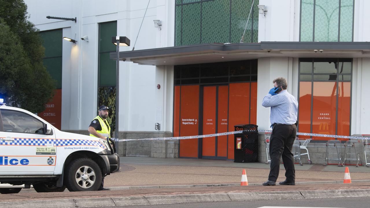 Police at the scene of the alleged assault of Robert Brown outside Grand Central. Picture: Nev Madsen.