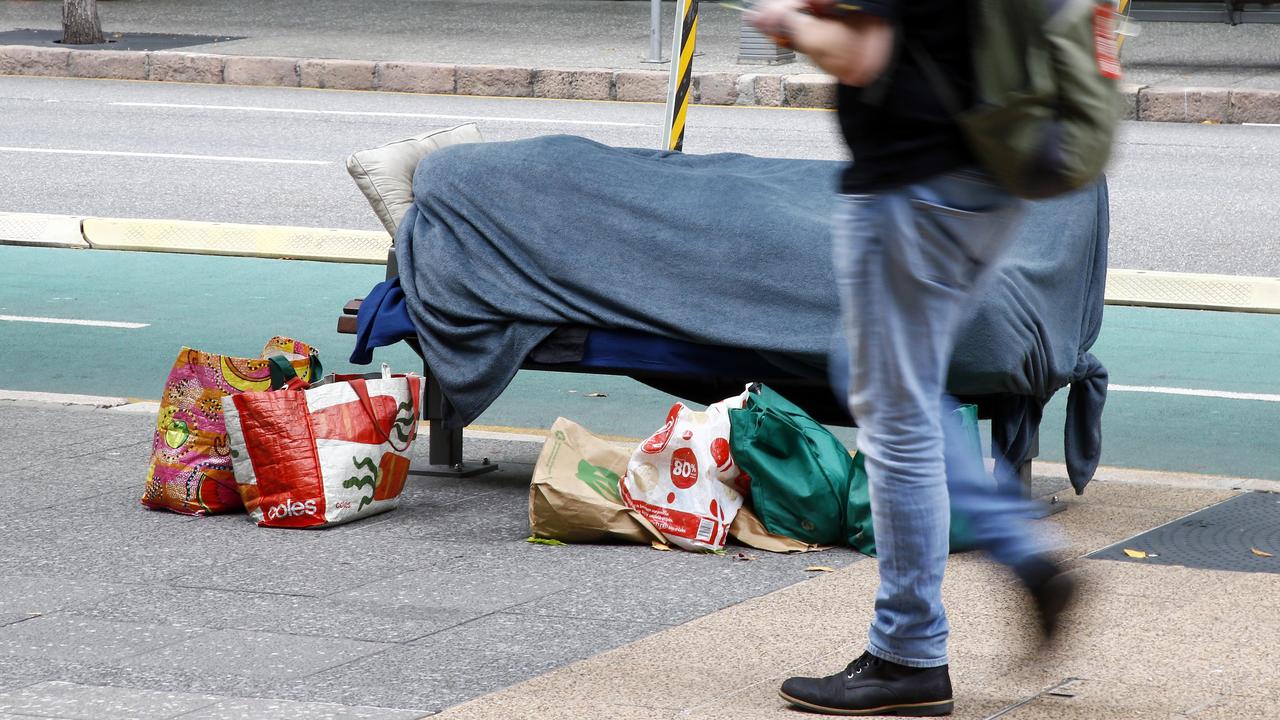 The charity set up the trailers nearby an area where people experiencing homelessness gathered. Picture: NewsWire / Tertius Pickard