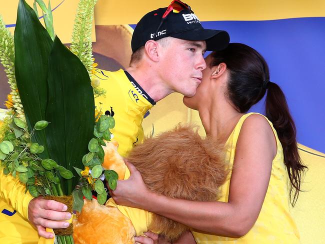 Tour de France - Stage 1 - Time Trial. Utrecht. Australian Rohan Dennis on the podium after winning the stage and the yellow jersey. Photo Sarah Reed