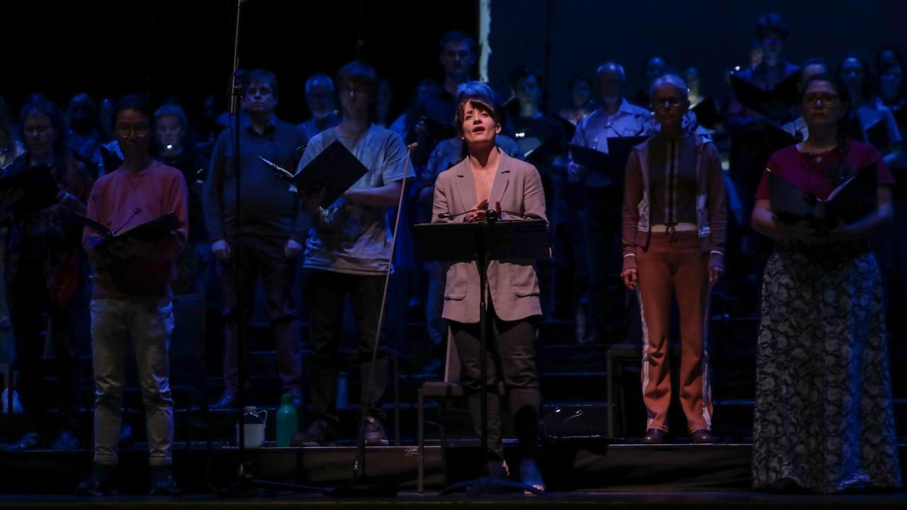 Soprano Jessica Dean and the choir perform A Child of Our Time at the Adelaide Festival 2021. Picture: Tim Standing