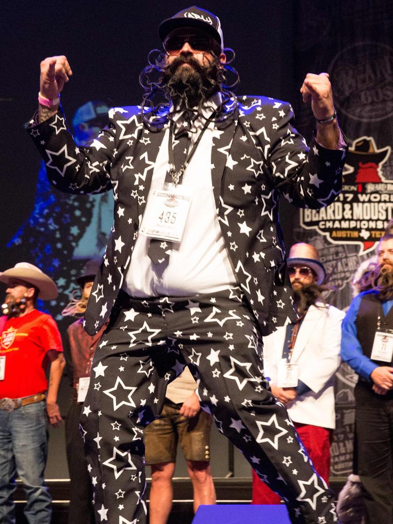 Competitor Jon-Alex Bailey at the 2017 Remington Beard Boss World Beard and Moustache Championships held at the Long Center for the Performing Arts on September 3, 2017 in Austin, Texas. PIcture: AFP