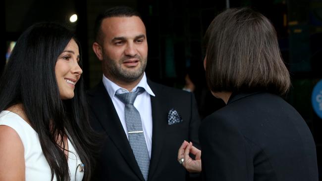 The Abdallahs talk to Premier Gladys Berejiklian before the start of the mass. Picture: Damian Shaw