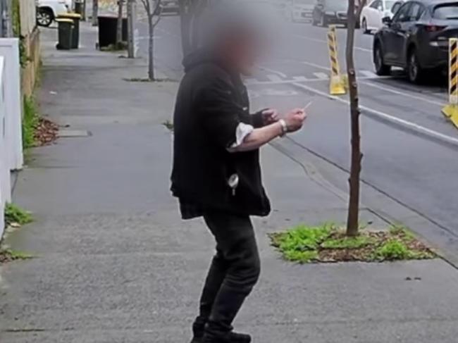 A drug user under the influence in Melbourne. Picture: news.com.au
