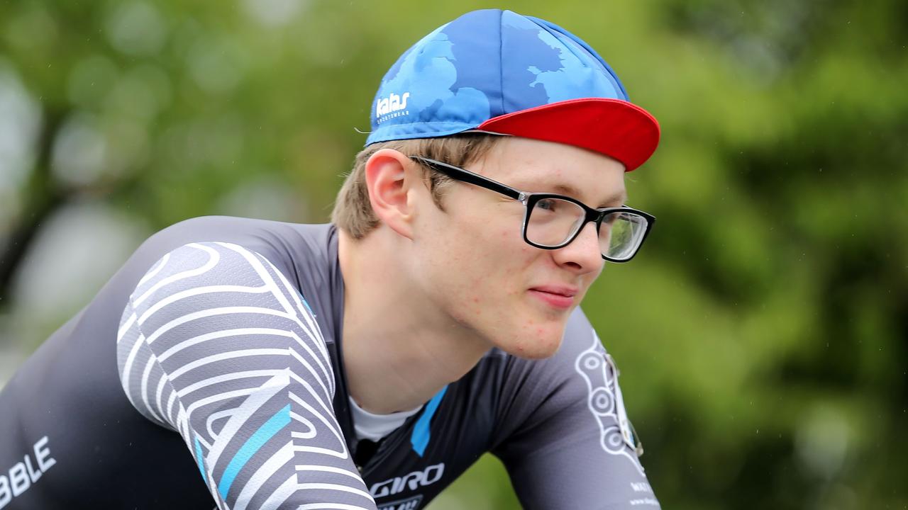Zach Bridges prepares to race in stage 5 of the Junior tour of Wales on August 26, 2018 in Abergavenny, Wales, United Kingdom. In October 2020 Zach Bridges the 19-year-old, from Cwmbran in Wales, came out as transgender and now identifies as Emily Bridges. (Photo by Huw Fairclough/Getty Images)