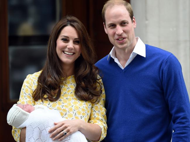 She’s pretty well versed in the routine now, looking similarly tired but putting on a smile after giving birth to Charlotte in 2015. Picture: Anwar Hussein/WireImage