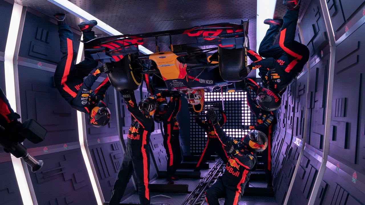 The pit stop in action. Picture: @redbullracing