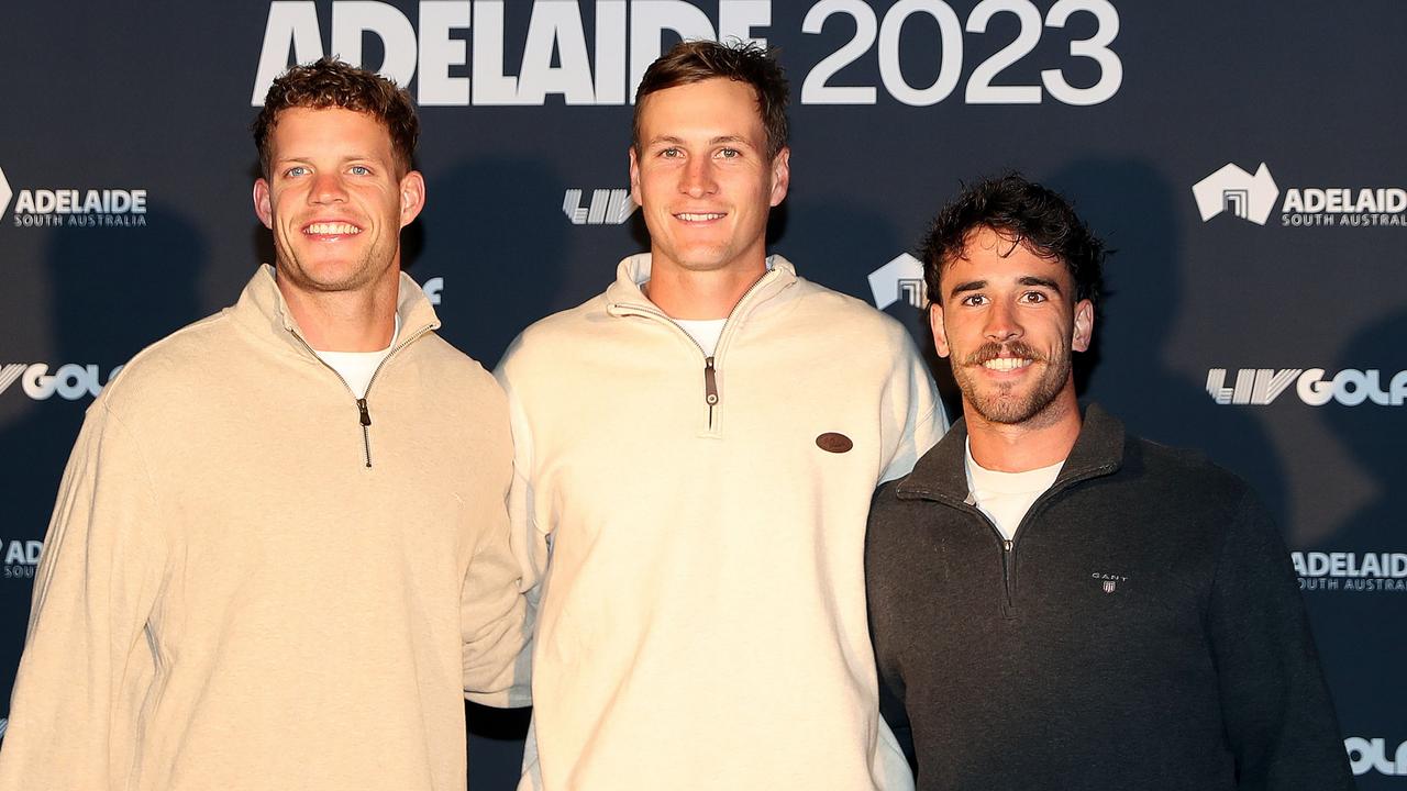 Mitchell Hinge of the Crows, Jordan Dawson of the Crows and Lachlan Murphy of the Crows Picture Sarah Reed