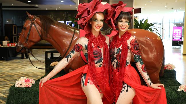 'The Roses' aka Emily Cozens (right) and Toneya Kingham (left) turned heads at Panthers as part of their perfoemance with Dargie Entertainment.