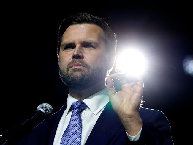 RENO, NEVADA - JULY 30: RENO, NEVADA - JULY 30: Republican vice presidential nominee U.S. Sen. JD Vance (R-OH) speaks at a campaign rally at the Reno Sparks Convention Center on July 30, 2024 in Reno, Nevada. Vance is traveling to cities across the Southwest to attend rallies this week.   Anna Moneymaker/Getty Images/AFP (Photo by Anna Moneymaker / GETTY IMAGES NORTH AMERICA / Getty Images via AFP)