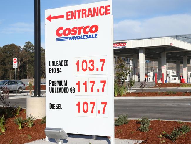 Discounted fuel at Costco station.