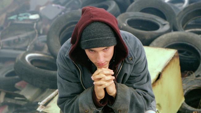 08/2002 Singer & rap artist Eminem, in 2002 film |8 Mile|.