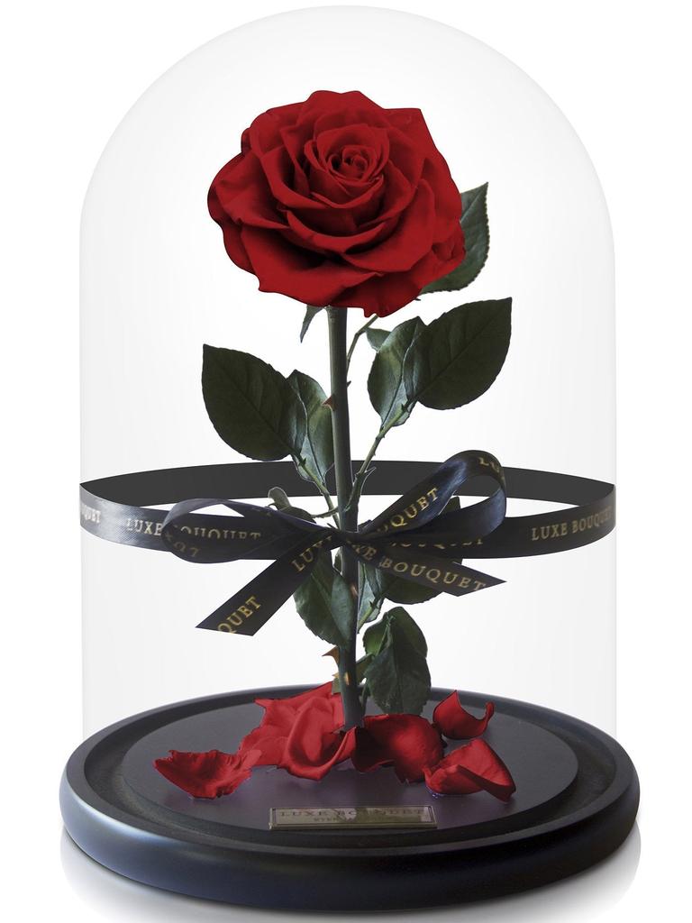 The Everlasting Rose will go a year without needing water or sunlight. Image: Luxe Bouquet.