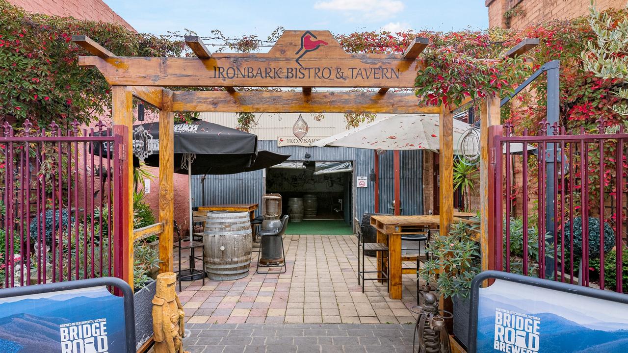 The beer garden hosts band and musicians in warmer weather.