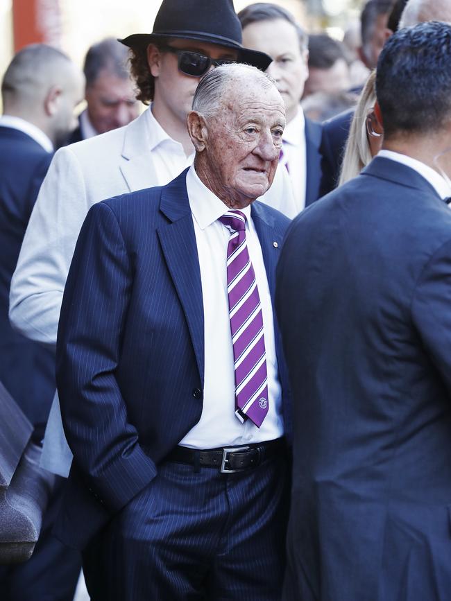 Ken Arthurson at the state funeral for Bob Fulton on Friday. Picture: Sam Ruttyn