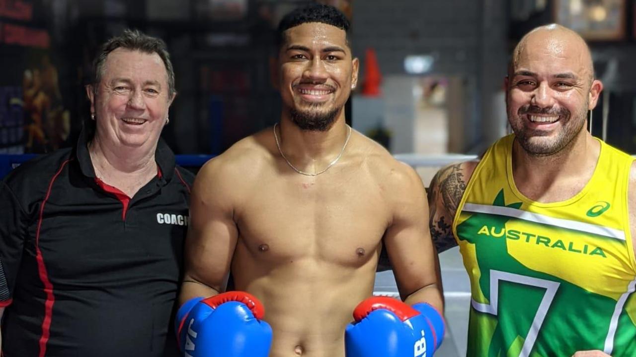 Olympian Paulo Aokuso is turning professional under trainers Lincoln Hudson (left) and Fidel Tukel (right).