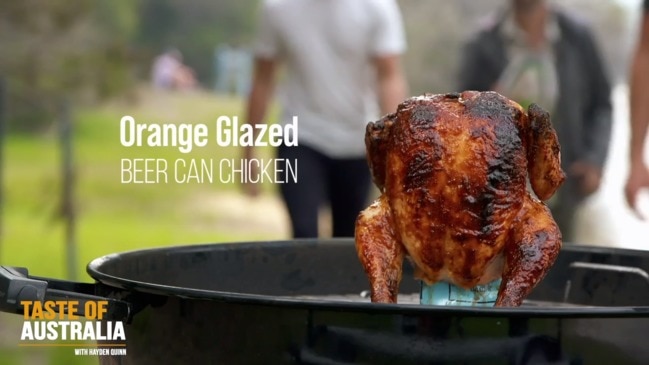 Taste of Australia with Hayden Quinn: orange-glazed beer can chicken