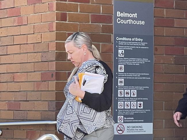 Former police prosecutor Kristy Madden leaving Belmont Local Court on Monday. Picture: NewsLocal