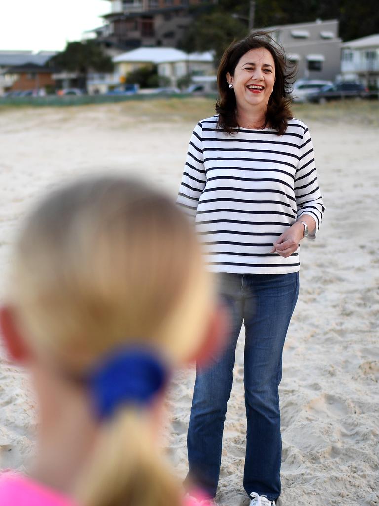 Annastacia Palaszczuk visited Currumbin earlier in the campaign trail sporting a more casual look. Picture: NCA NewsWire/Dan Peled