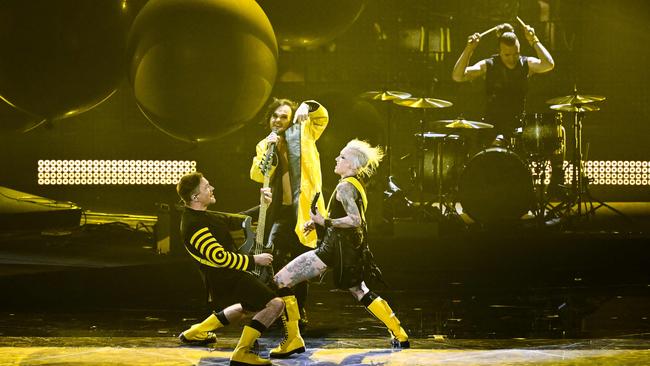 Finland’s The Rasmus get heavy at Eurovision. Picture: AFP