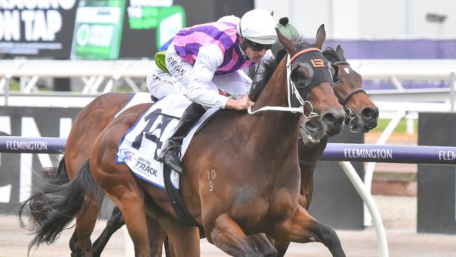 Razeta ridden by Hugh Bowman wins the Off the Track Desirable Stakes at Flemington Racecourse on November 03, 2022 in Flemington, Australia. (Photo by Reg Ryan/Racing Photos via Getty Images)