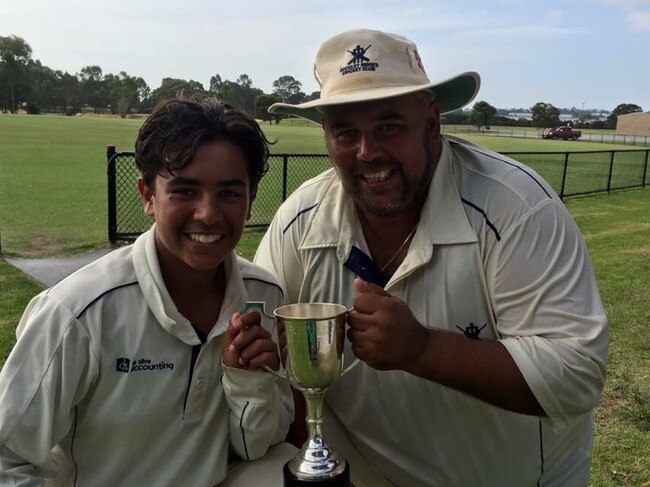 Shane and Jono D’Rozario after playing in a premiership together for Buckley Ridges.