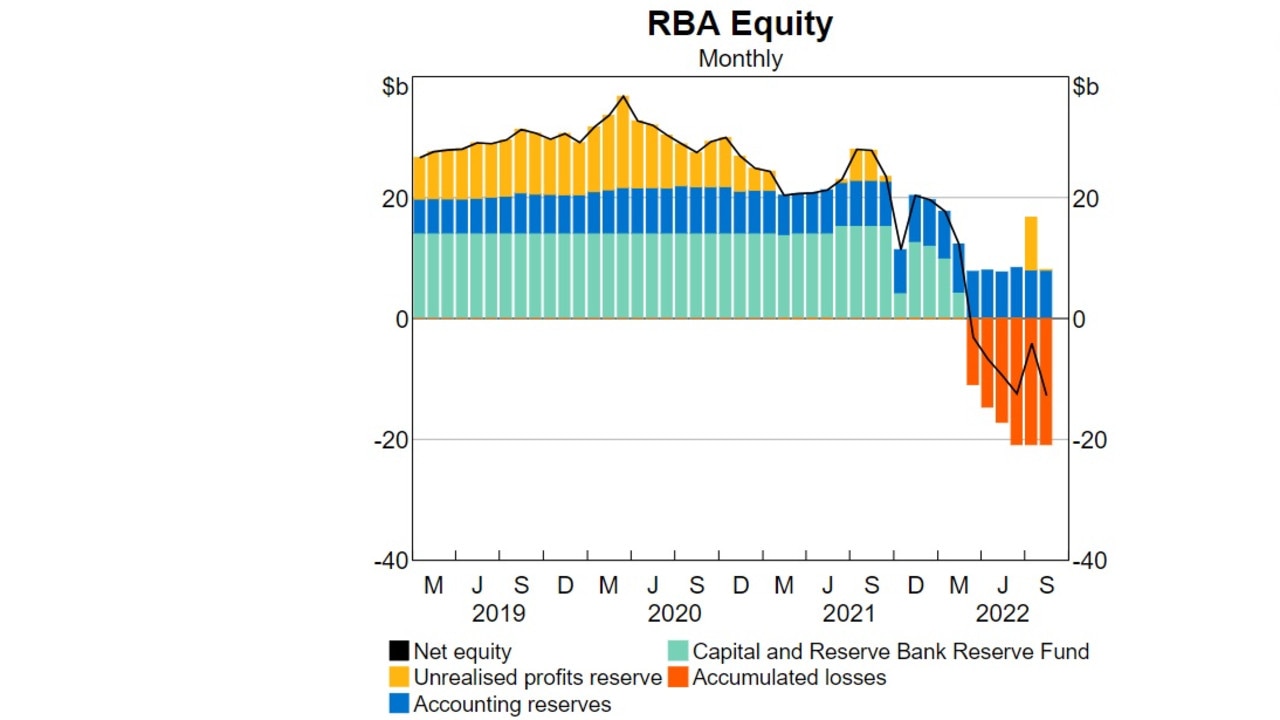 The Reserve Bank's equity position has turned negative over the past year.