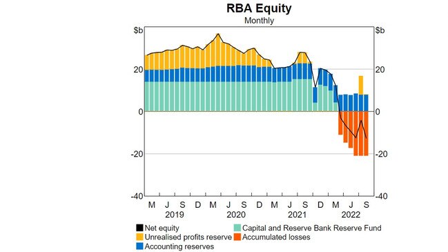 The Reserve Bank's equity position has turned negative over the past year.