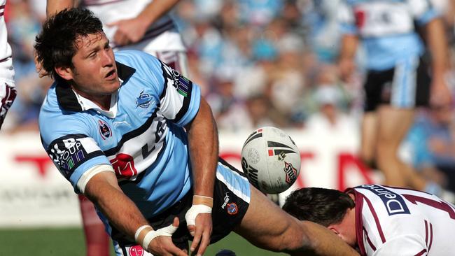 Jason Stevens playing for the Cronulla Sharks in 2005.