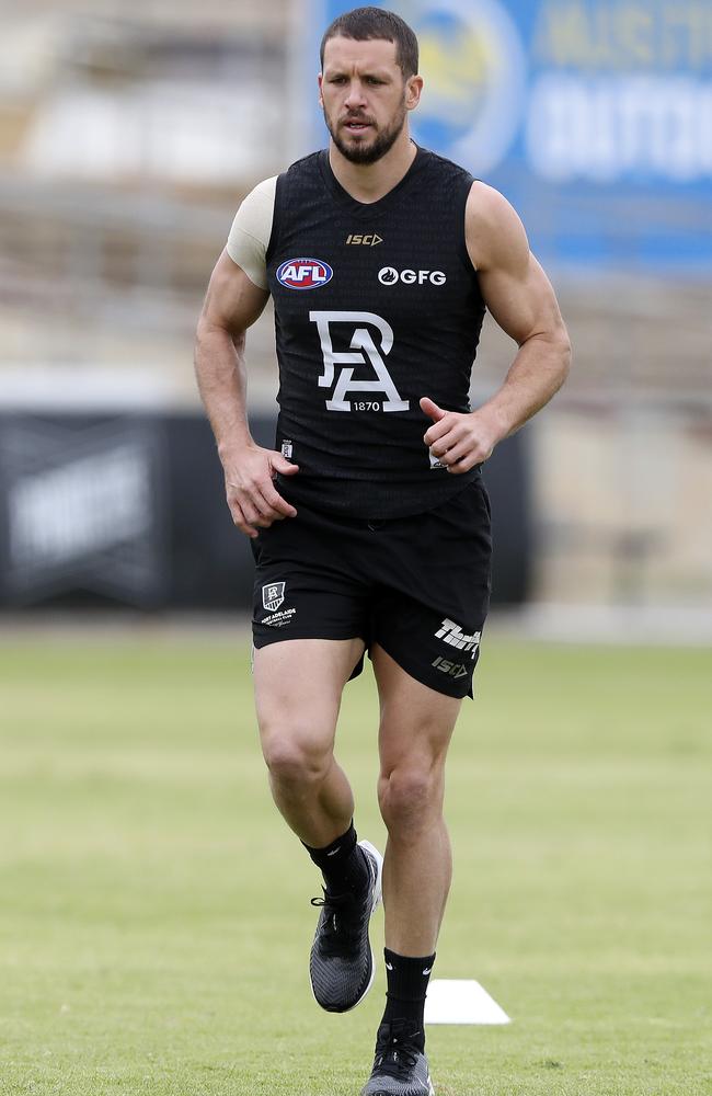 Travis Boak on the training track at Alberton. Picture: Sarah Reed.