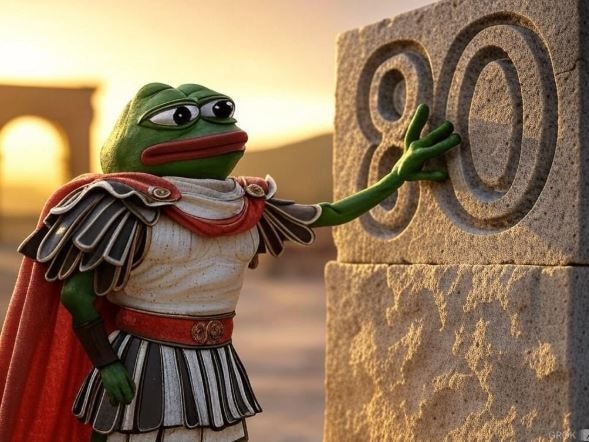 The world’s richest man also switched up his profile avatar to feature an image of the popular Pepe the Frog character clad in gladiator-like armour. Picture: Grok / X