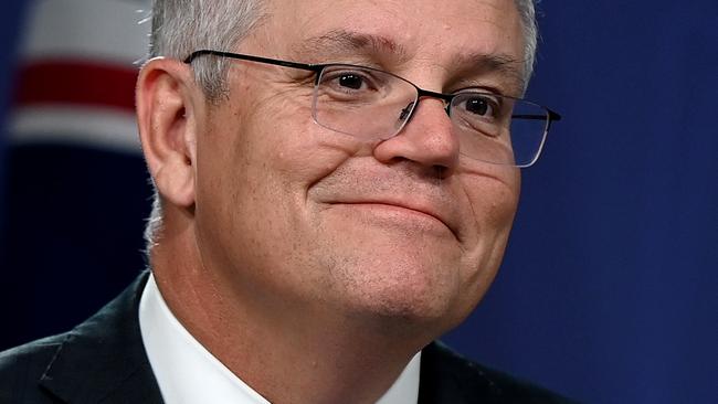 SYDNEY, AUSTRALIA - NewsWire Photos MAY, 07, 2021: Prime Minister Scott Morrison speaks to the media during a press conference in Sydney. Picture: NCA NewsWire/Bianca De Marchi