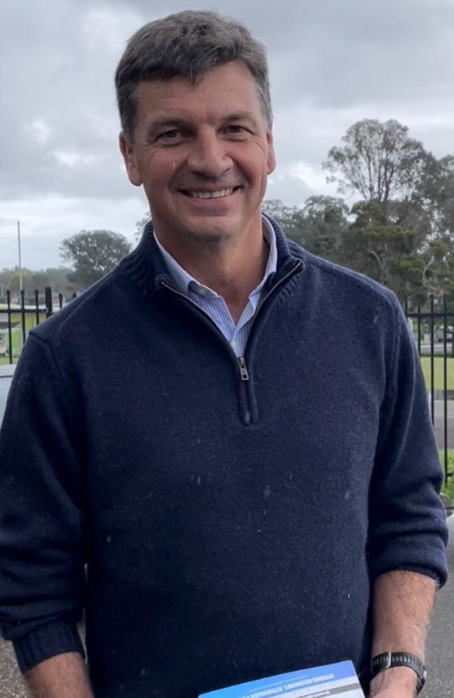 Federal Member for Hume, Angus Taylor, at Tahmoor Public School polling booth on election day 2022. Picture: Niki Iliagoueva