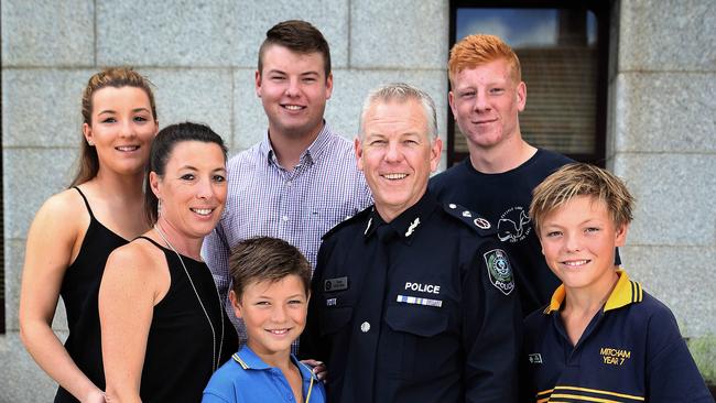 The Stevens family in 2015 – clockwise from front left Charlie, then 9, Emma, Sophie, 19, Dylan, 20, Josh, 18, and Tom, 12 and Grant. Picture Dean Martin