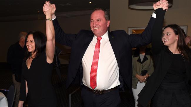 Barnaby Joyce with his ex-wife Natalie and daughter in 2016.