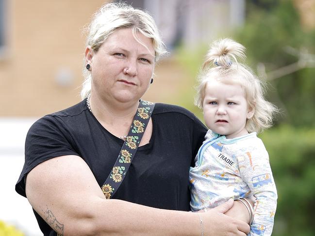 Abagail Sleaman with Aba Bell, 1yr, is currently living in temporary housing in Brisbane, 9th October 2024.  (Image/Josh Woning)