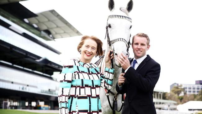 WARNING - HOLD FOR DAILY TELEGRAPH SATURDAY 12TH OF SEPTEMBER. Pictured is Gai Waterhouse and Tommy Berry with horse Ozzy, at Royal Randwick Racecourse today for the Sydney Spring Carnival Launch. Picture: Tim Hunter.