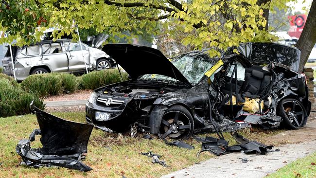 The male passenger in the Holden died at the scene. Picture: Nicole Garmston