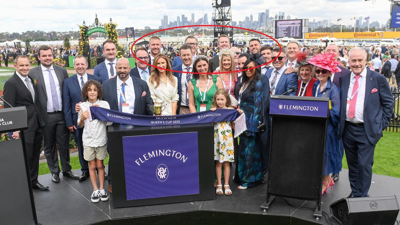 Presentation to connections of Soulcombe (GB) after winning the Queen's Cup at Flemington Racecourse on November 05, 2022 in Flemington, Australia. (Photo by Morgan Hancock/Racing Photos via Getty Images)