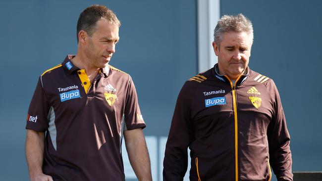 Alastair Clarkson and Chris Fagan during their time at Hawthorn together. Picture: Michael Willson/AFL Media