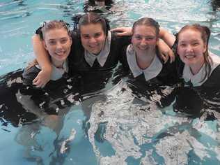 At The Glennie School's senior pool jump are (from left) Isabel Bracey, Angela Sharp, Madeline Sands and Grace Twidale. Picture: Contributed