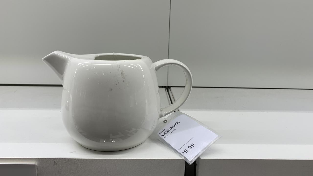 The lonely and unloved Vardagen teapot at Ikea Tempe, Sydney. Picture: Benedict brook/news.com.au